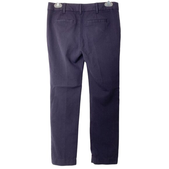 Tory Burch Skinny Pant Navy Wool Tweed Crop Size 0 GUC Career Low Rise $278 - Picture 2 of 9